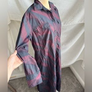 Ganni Printed Cotton Poplin Midi Dress in Merlot